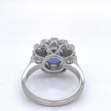 ROUND TANZANITE & DIAMOND PLATINUM RING