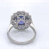 OVAL TANZANITE & DIAMOND PLATINUM RING