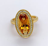 18ct Gold Citrine & Diamond Ring